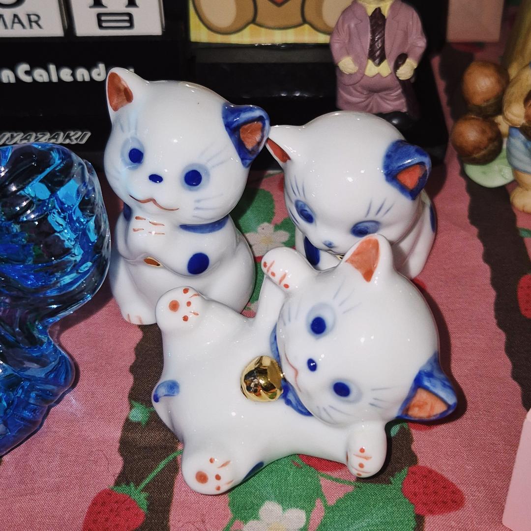 일본 세토야키 공방 아기 고양이 오브제 3p 세트