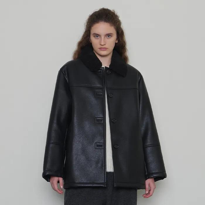 Leather Shearing Coat - Black