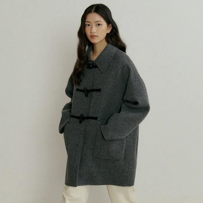 handmade wool duffle coat-charcoal