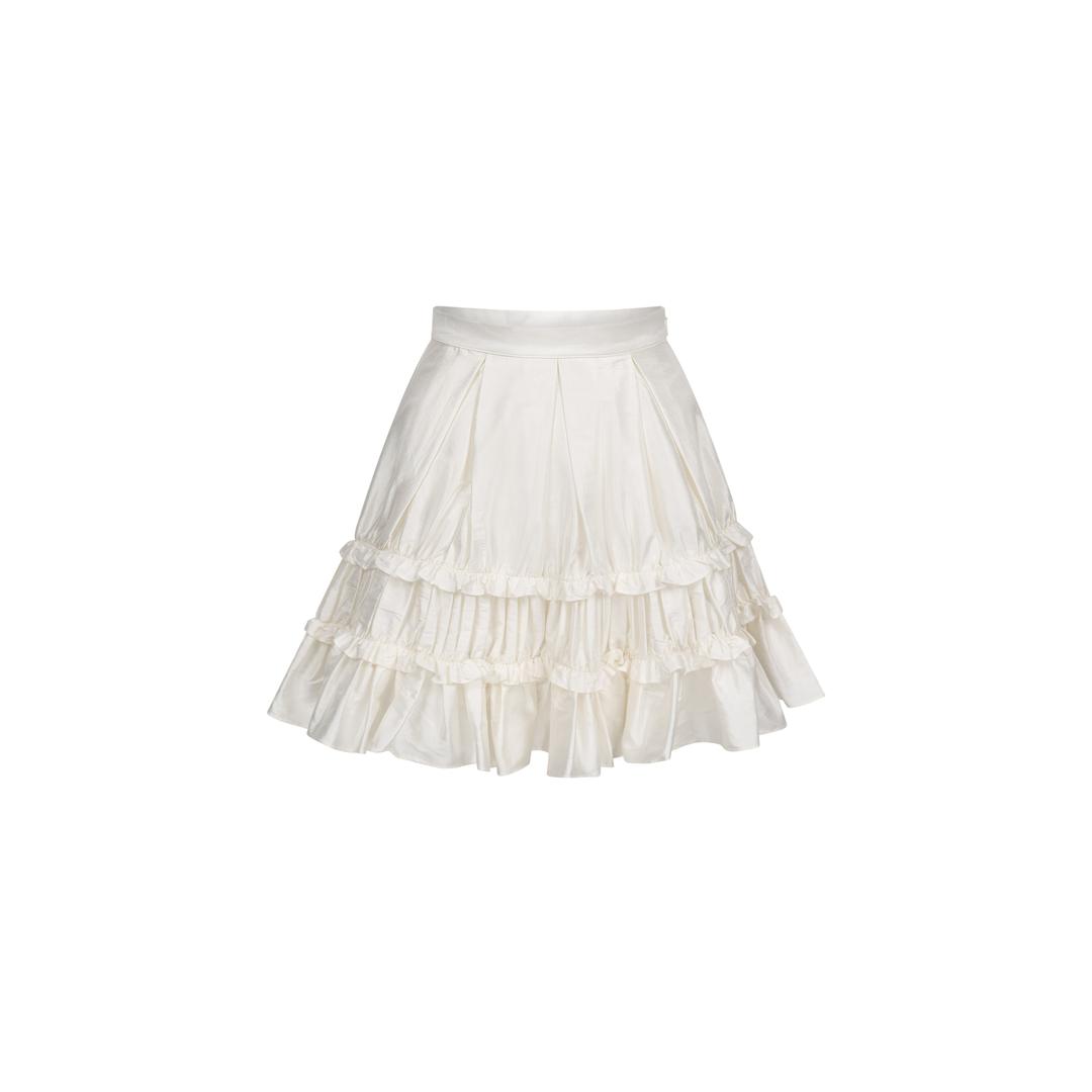 Mini Maud Skirt in Ivory Dupion