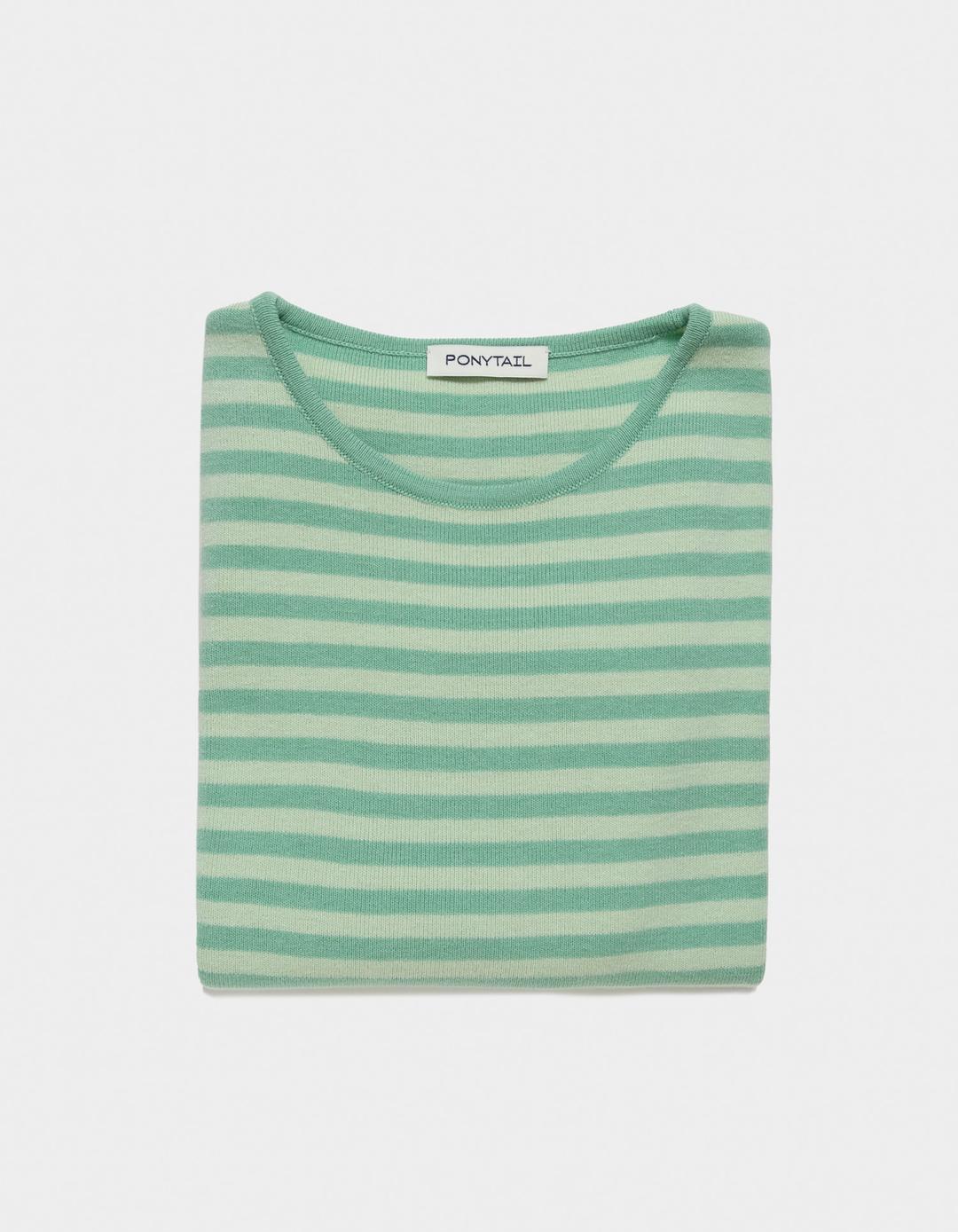 Combi Striped Knit T-Shirts (Melon)