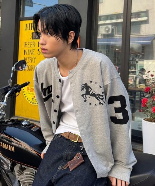 유니콘 바시티 엠블럼 스웻 자켓 그레이