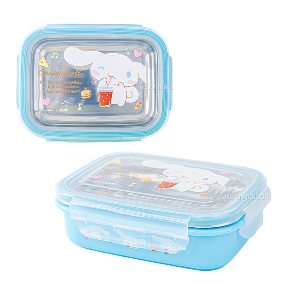 산리오 시나모롤 사각 밀폐 스텐 도시락 통 320ml 어린이 초등 소풍 아동