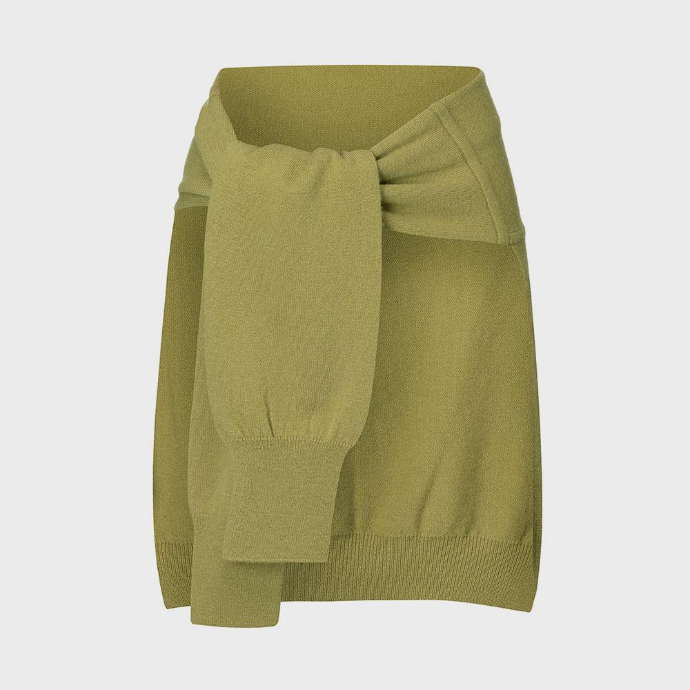 Knit Shawl Muffler · Olive F001_41