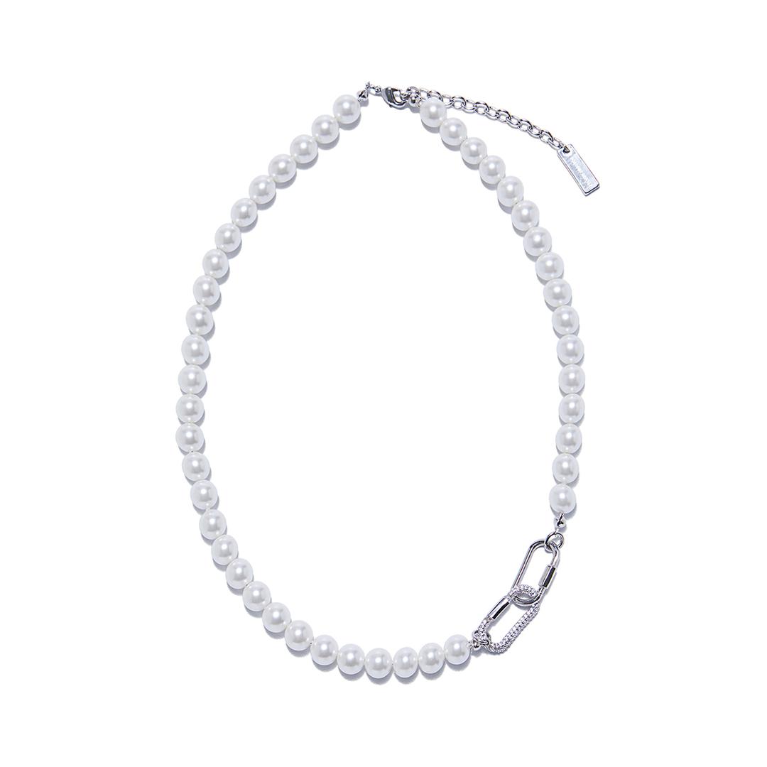 Two pendant pearl necklace SILVER