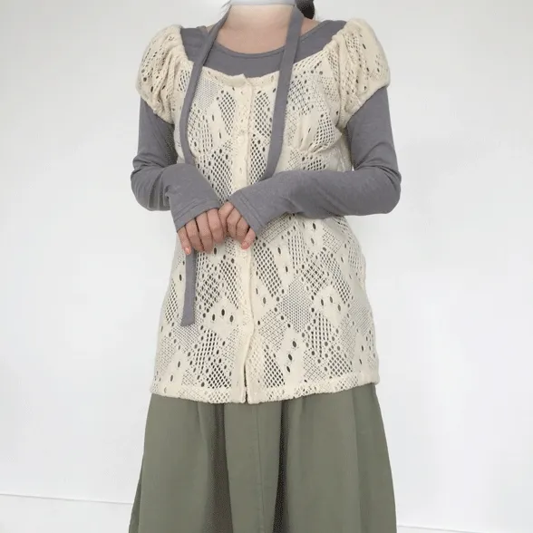 빈티지 퍼프 레이어드 블라우스(3color)