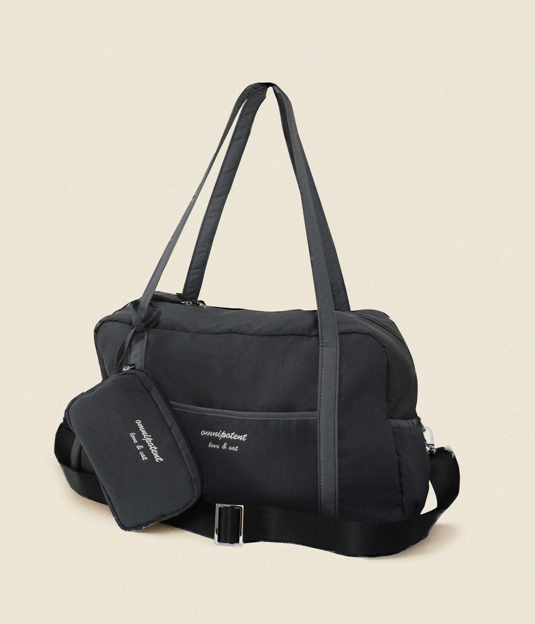 Love& cat duffel bag + Pouch _Charcoal