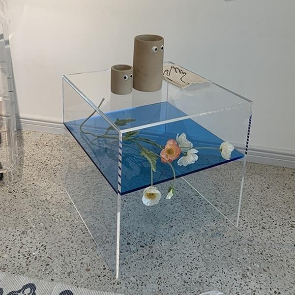 아크릴 블루 쇼파 테이블