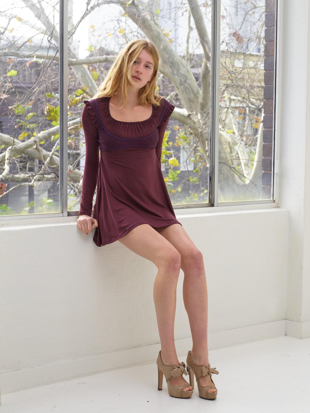 Long sleeve bustier babydoll dress - plum - XS (4-6) MADE TO ORDER