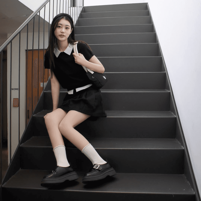 WOMAN 텐셀 카라 레이어드 하프 풀오버 [BLACK] / WBE2L05533