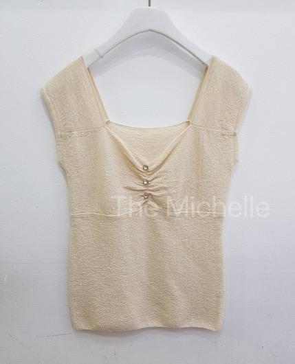 베일리 보석 큐빅 캡소매 니트3color