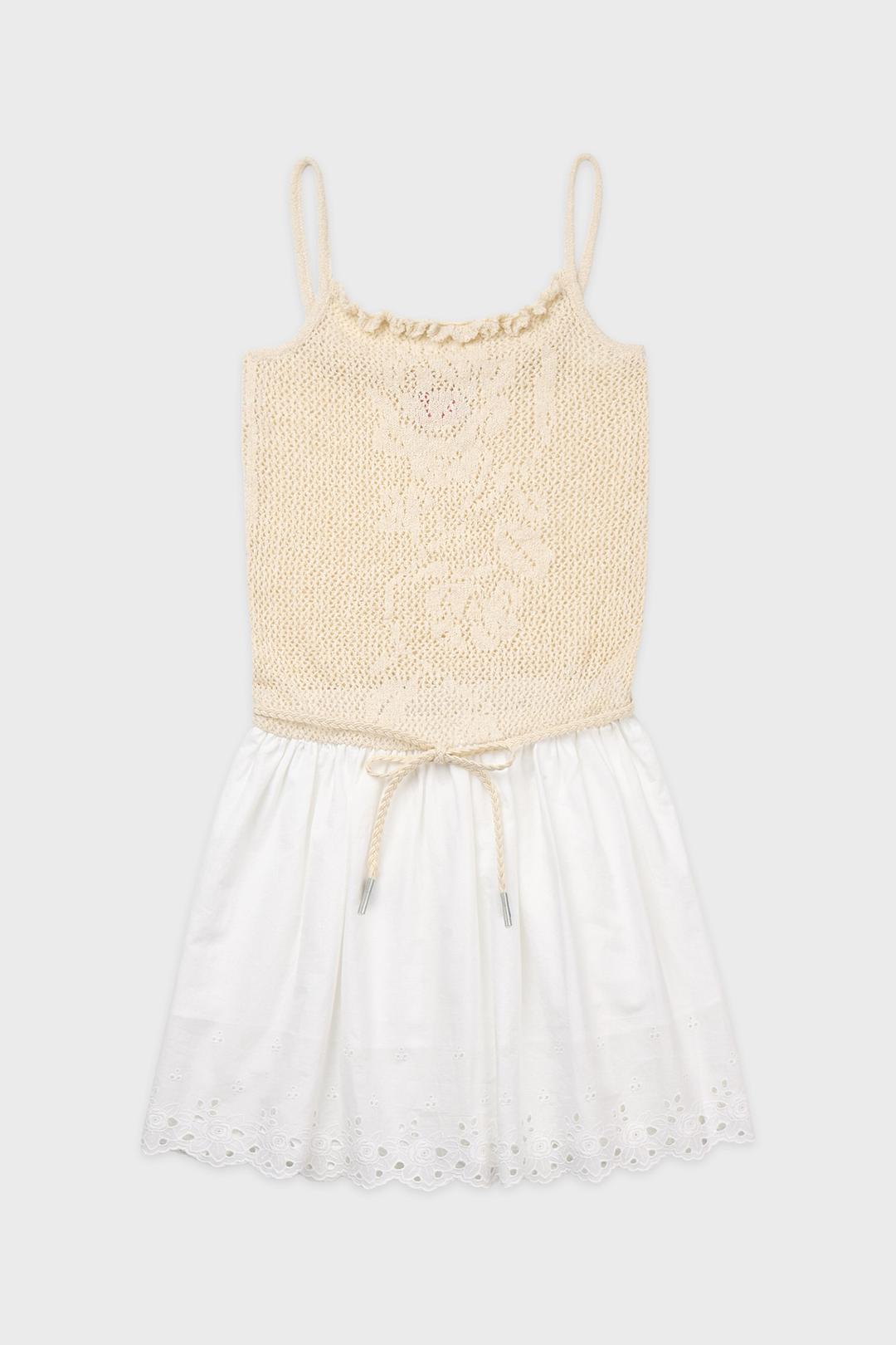 Crochet Rose Knit Onepiece (Cream)