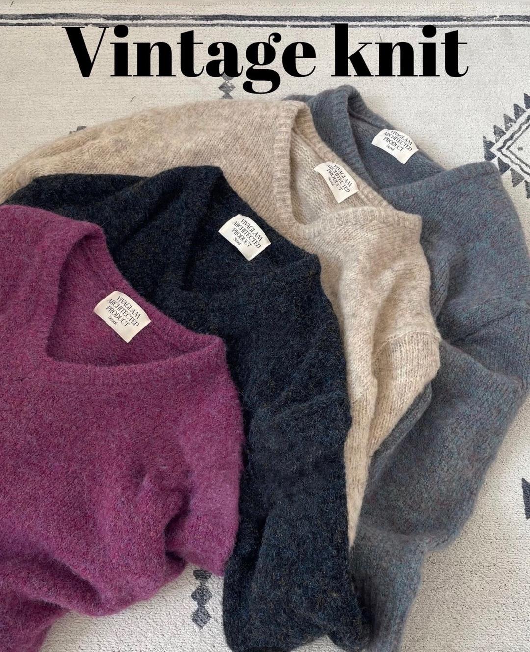 당일배송 빈티지 브이넥 니트 4colors