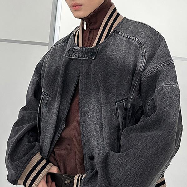 헤비 워싱 데님 숏 점퍼