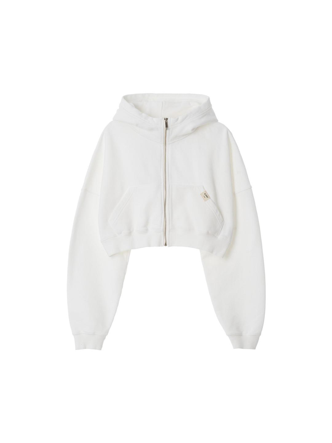 G CLASSIC WASHED CROP ZIP UP (WHITE)
