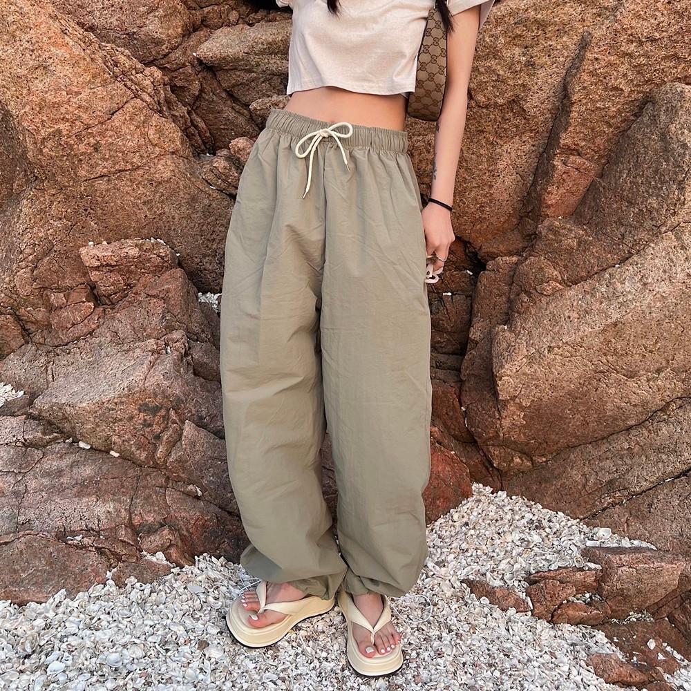 당일발송) 남자 남성 여자 여성 밴딩 나일론 바람막이 와이드 스트링 조거 조커 팬츠 바지