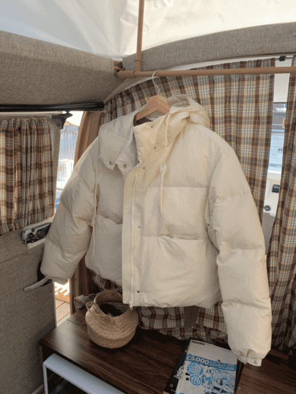 [당일배송] 헤르 덕다운 후드 숏패딩 (2color)