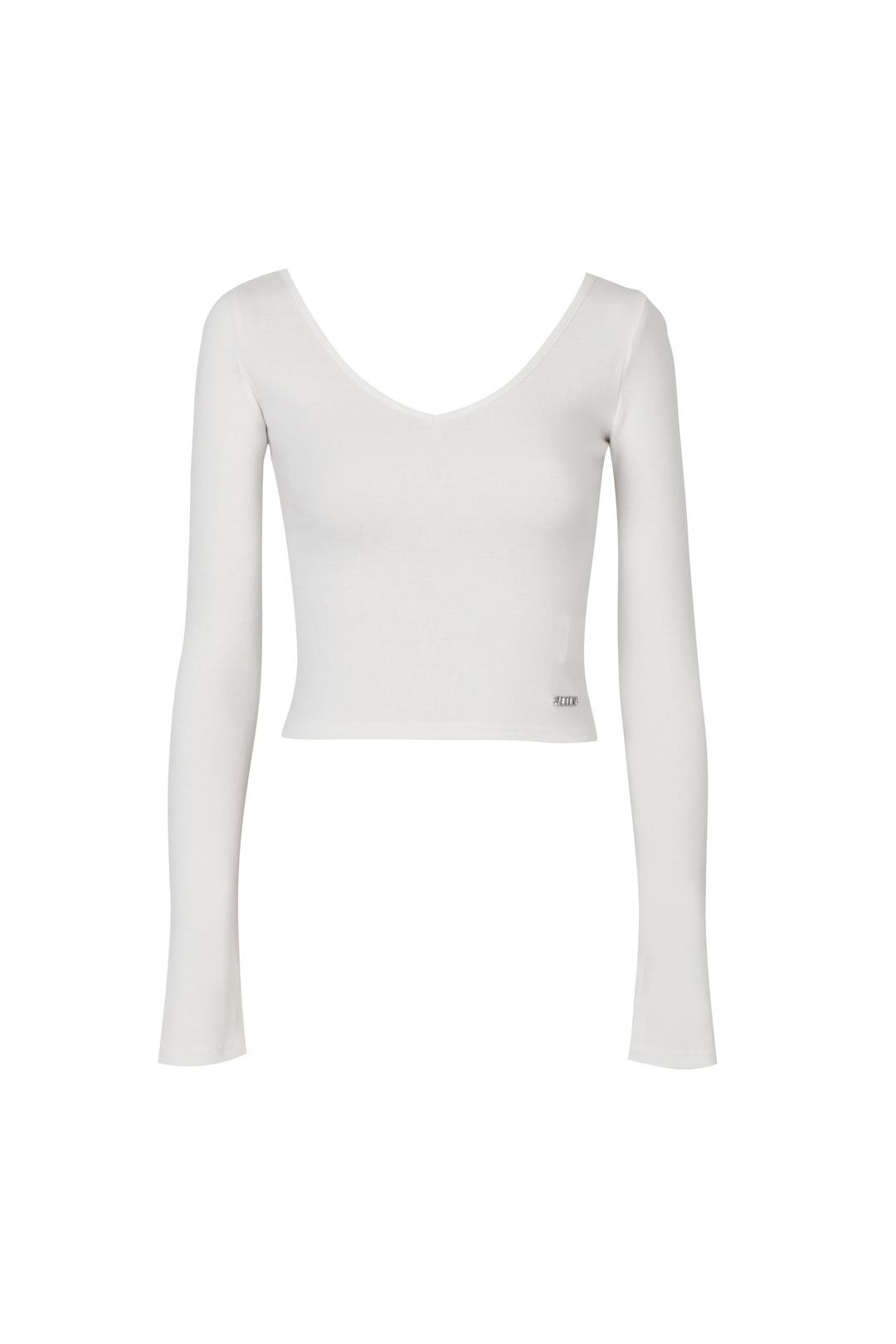 V-NECK LONG SLEEVE T-SHIRTS [WHITE]