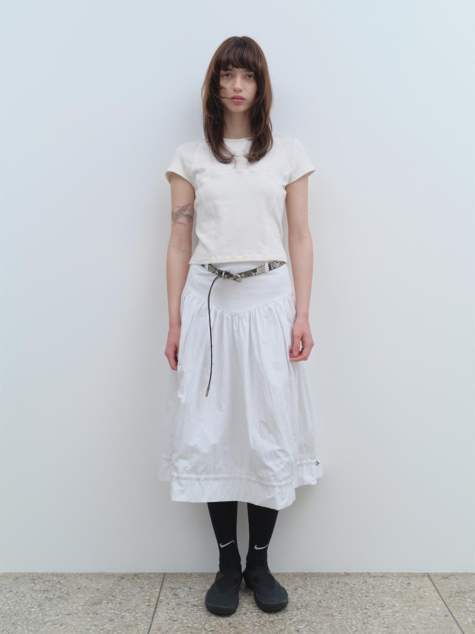 String Balloon Midi Skirt [White]