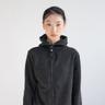 Fleece Hood Button Zip-Up (Charcoal)
