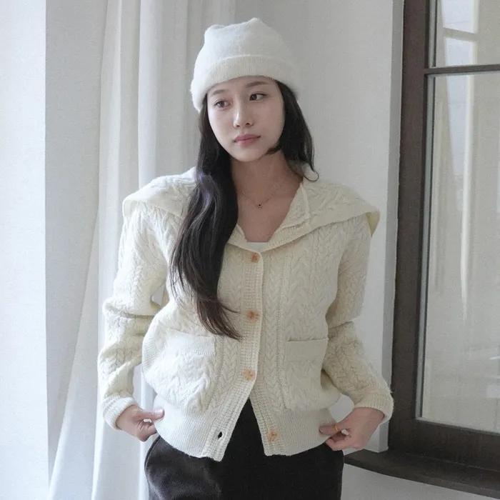 베르시 울 케이블 가디건 (크림 아이보리)