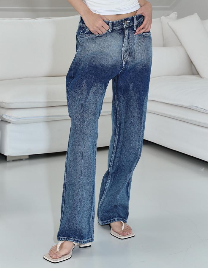 Unisex front crease washing denim (medium blue)