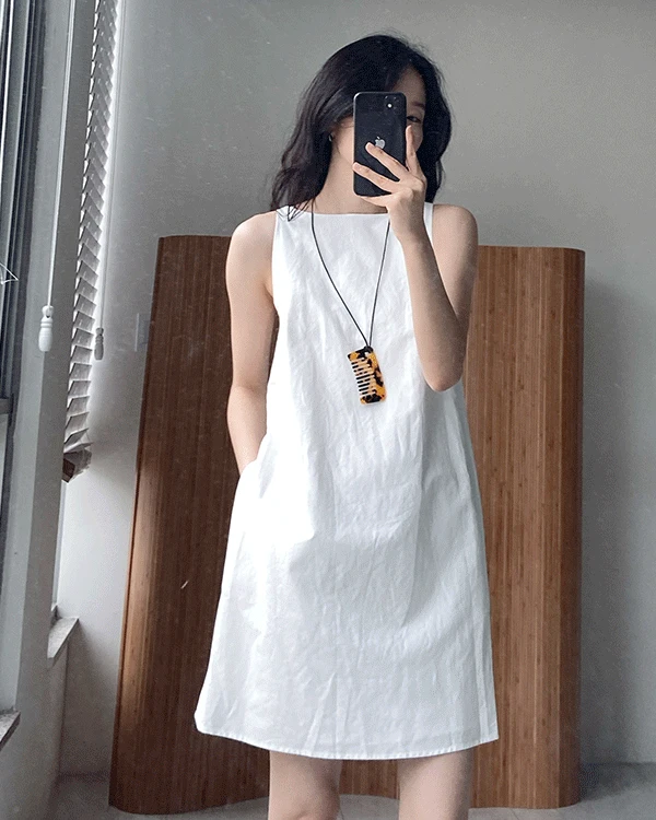 25SS 보트넥 린넨 민소매원피스