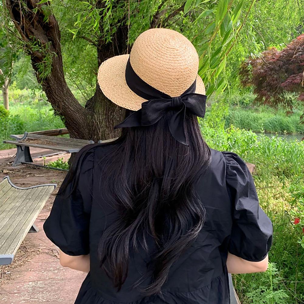 천연 라피아햇 리본 끈 여름 벙거지 밀짚모자