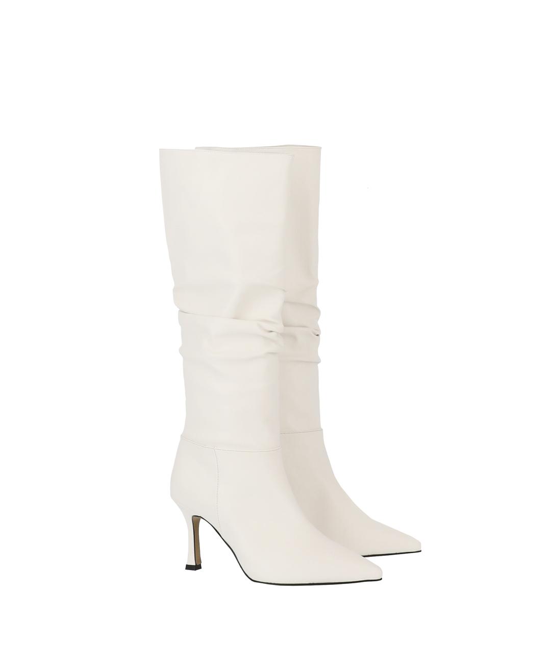 Cave shirring boots / 화이트 링클 셔링 롱부츠
