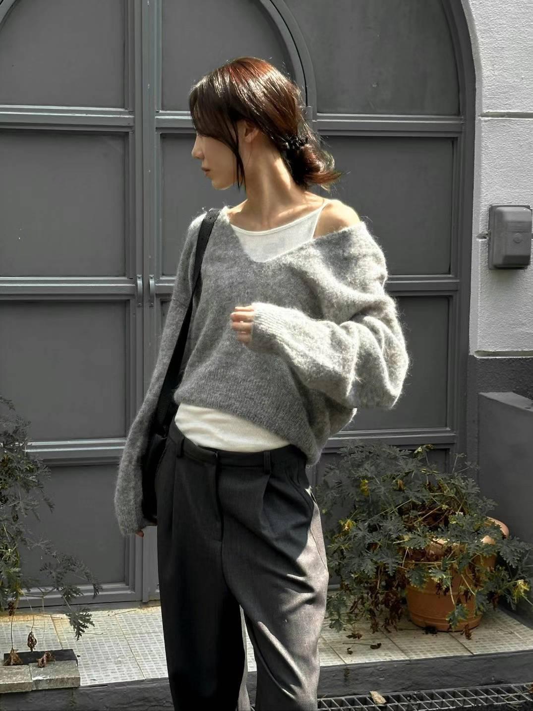 르아르디 ff 쇼트 알파카 니트 (24fw 딥브이넥 울알파카 니트)