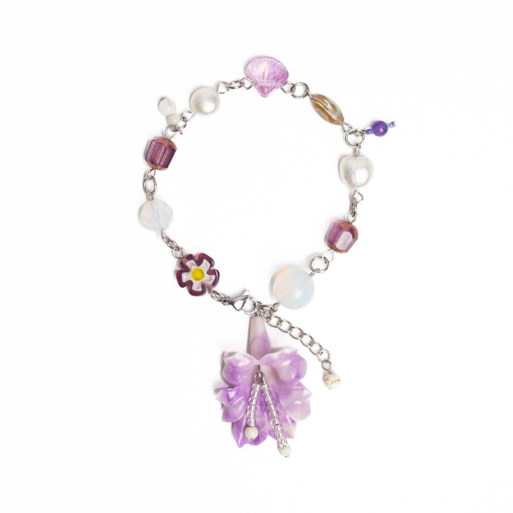 [단 하나] 트로피컬 플라워 팔찌 tropical flower bracelet (purple)