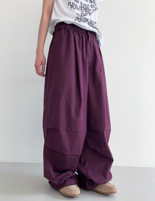 delicate side tuck ballon pants / burgundy