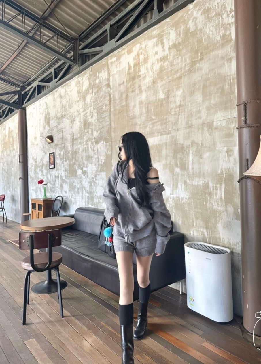 빅토리아 후드 니트  set