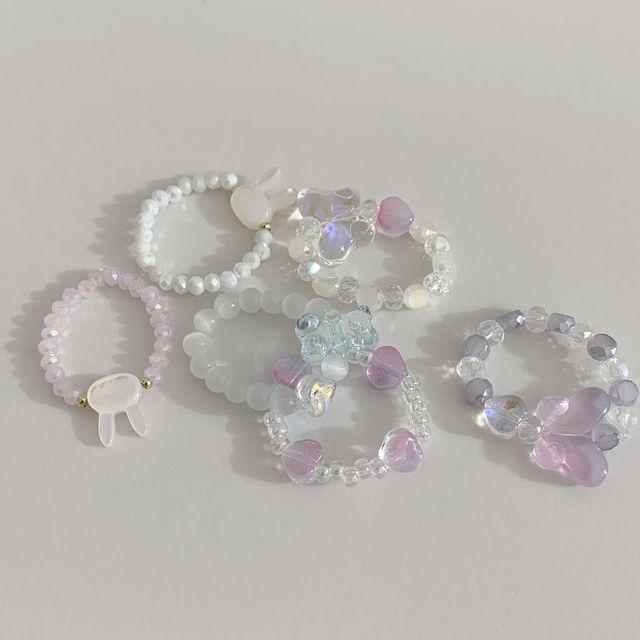 귀염뽀짝 크리스탈 비즈 반지 6종 (2개이상 구매시 할인)