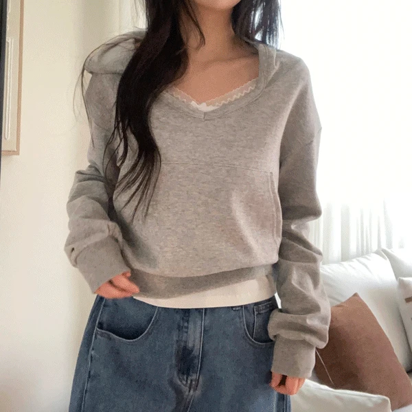 오프 포켓 후드 티셔츠