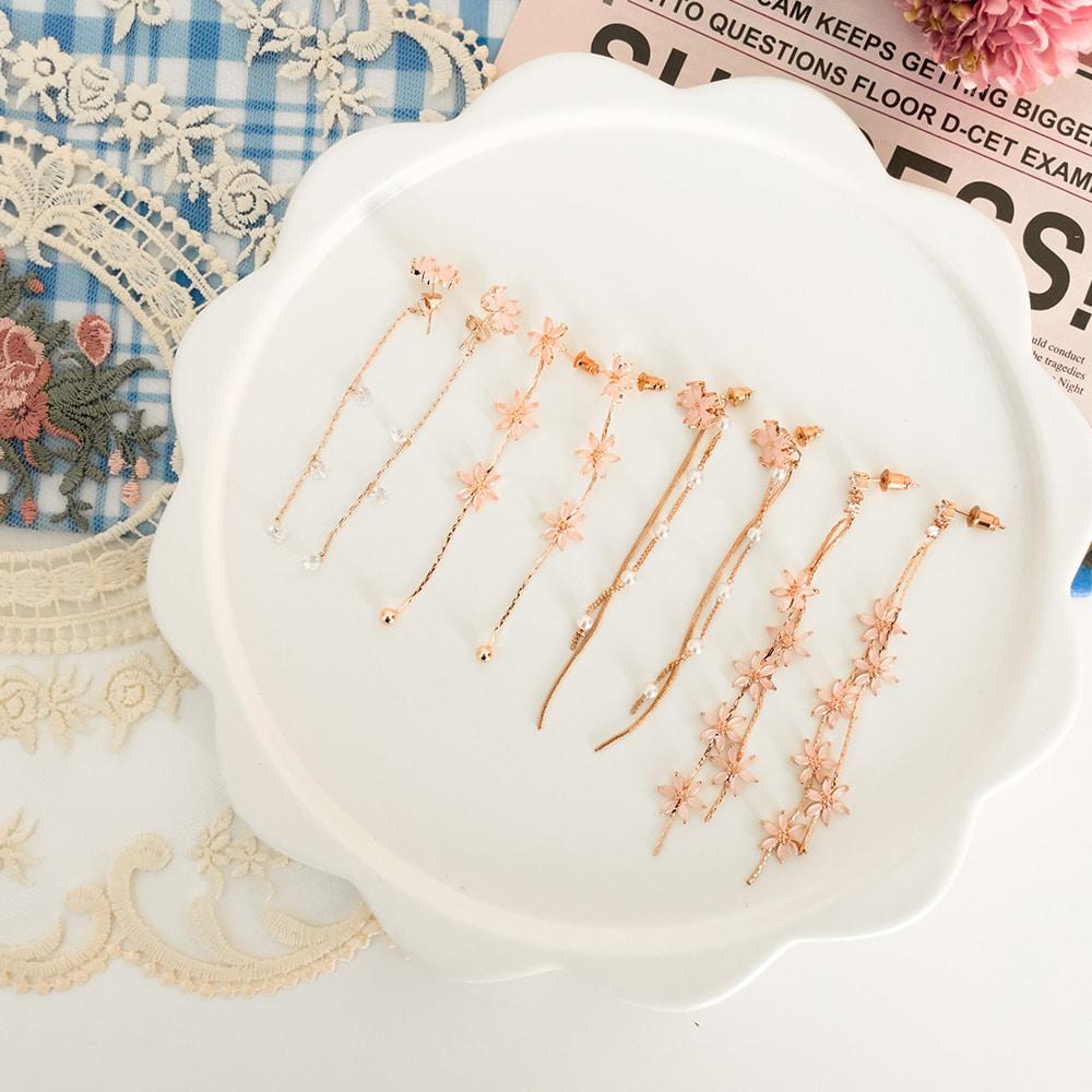 [무배] 벚꽃 웨이브 드롭 귀걸이