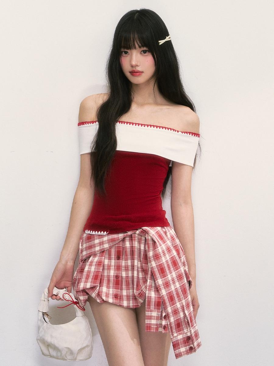 Weekendhub Cherry Slice Off-Shoulder Top
