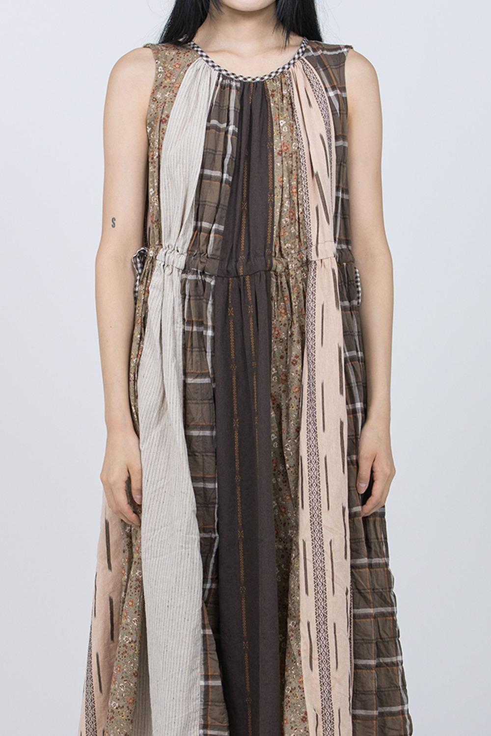 (24SS) PATCHWORK KAHLO DRESS BROWN