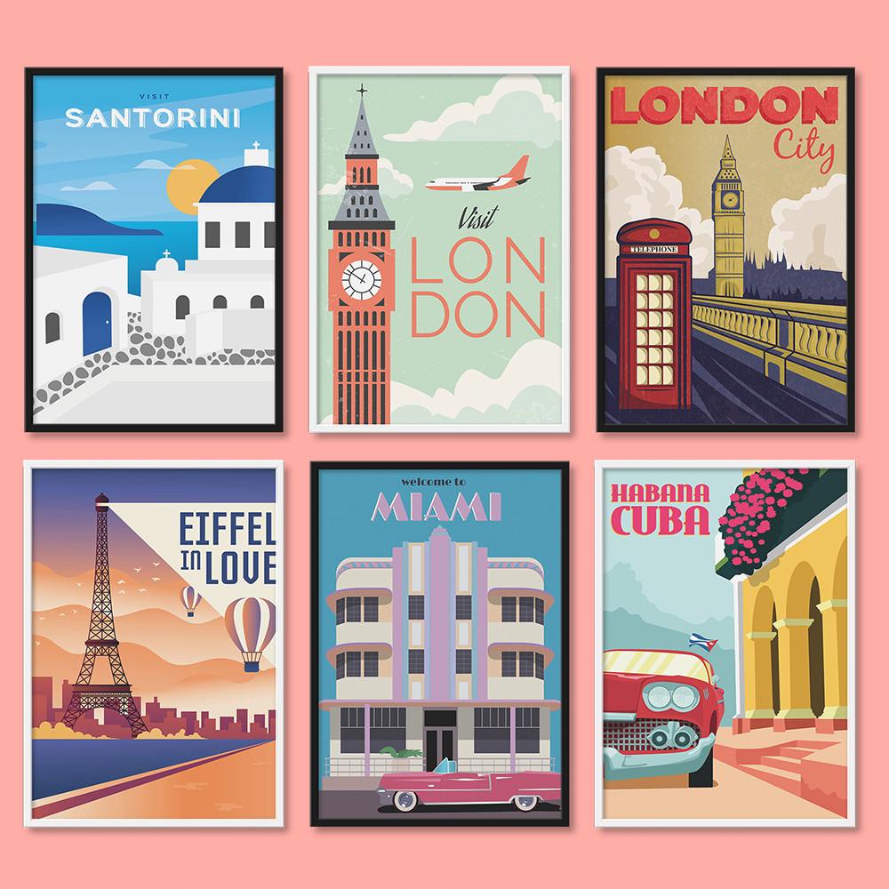 랜드마크 미니멀 일러스트 28종 그림 포스터 거실 카페 인테리어액자