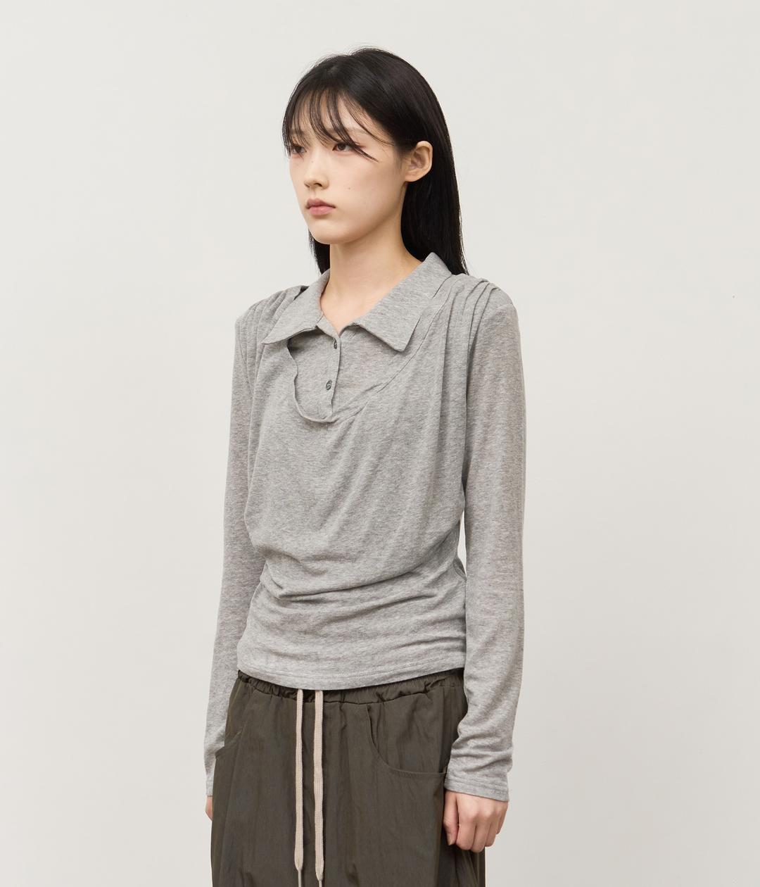 (W) Suit Collar Layered Top (3color)