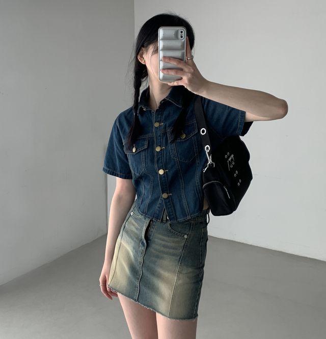 소장추천* 포머 데님 세미 크롭 셔츠 자켓 [2color] _디코럼