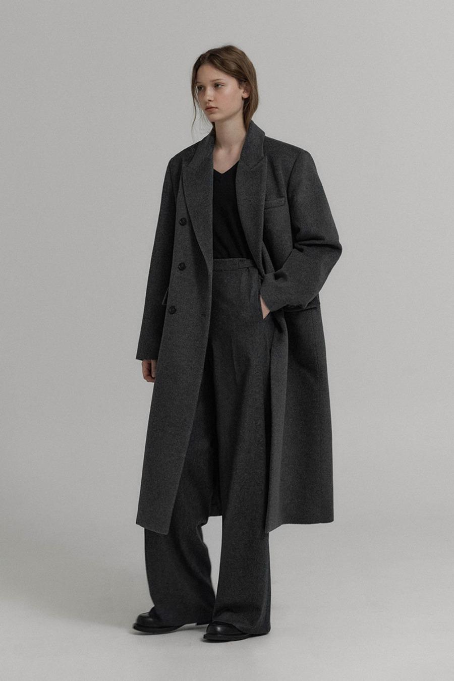 Royal cashmere double coat (Charcoal)