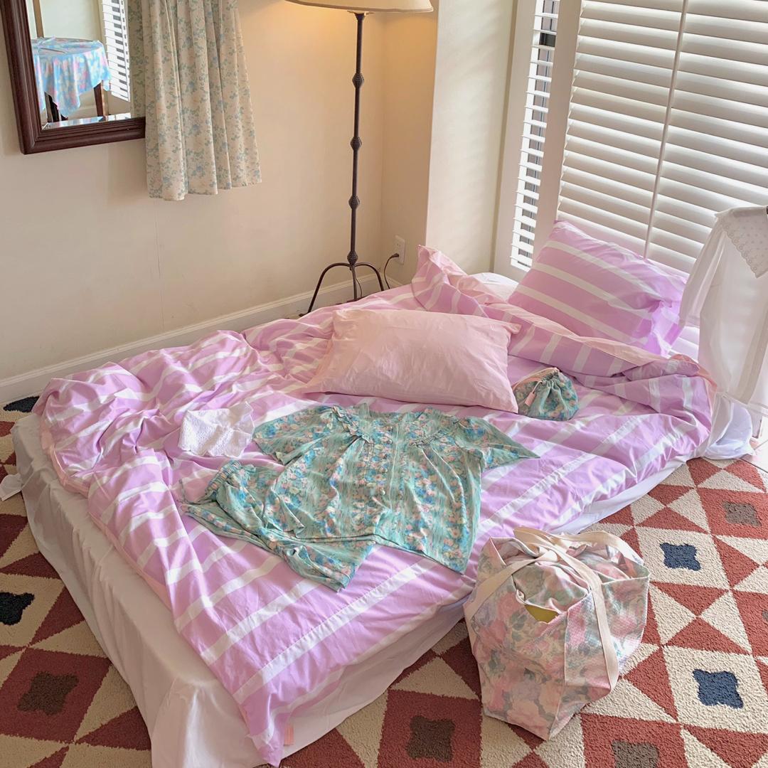 lilac stripe bedding