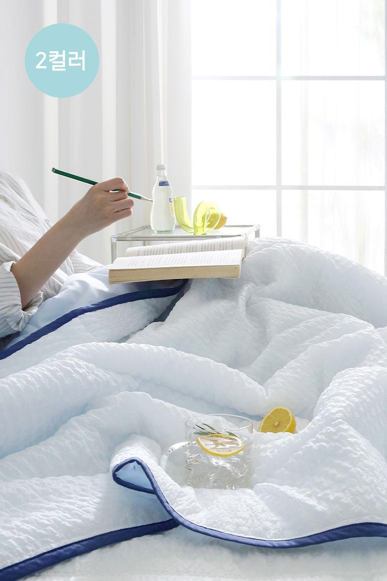 클리어 리플 시어서커&아사면 여름 차렵이불 - 블루(S/SS,Q/K)