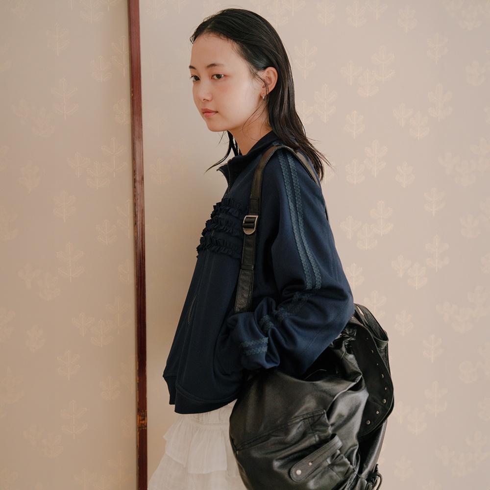 FRILL TRACK ZIP-UP_NAVY