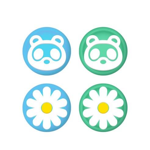 호후 닌텐도 스위치 조이스틱 커버 동숲 너구리 앤 꽃 4p - 주변기기 | 쿠팡