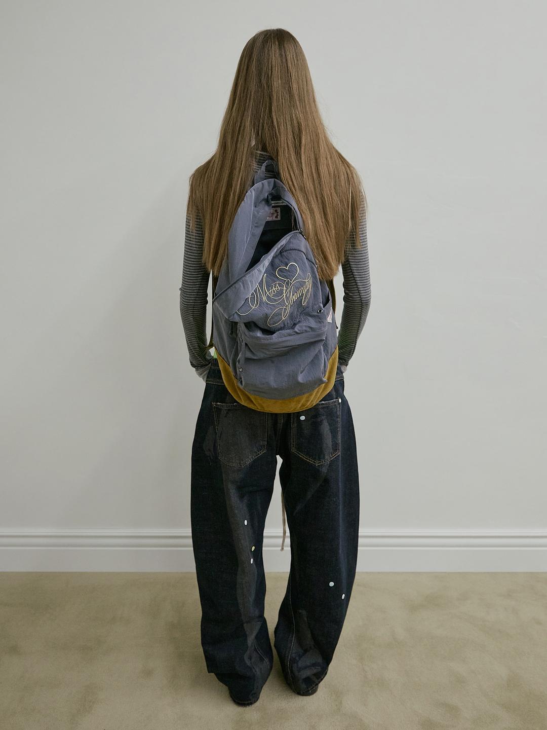 Grumpy Girl Nylon Backpack Metallic Navy