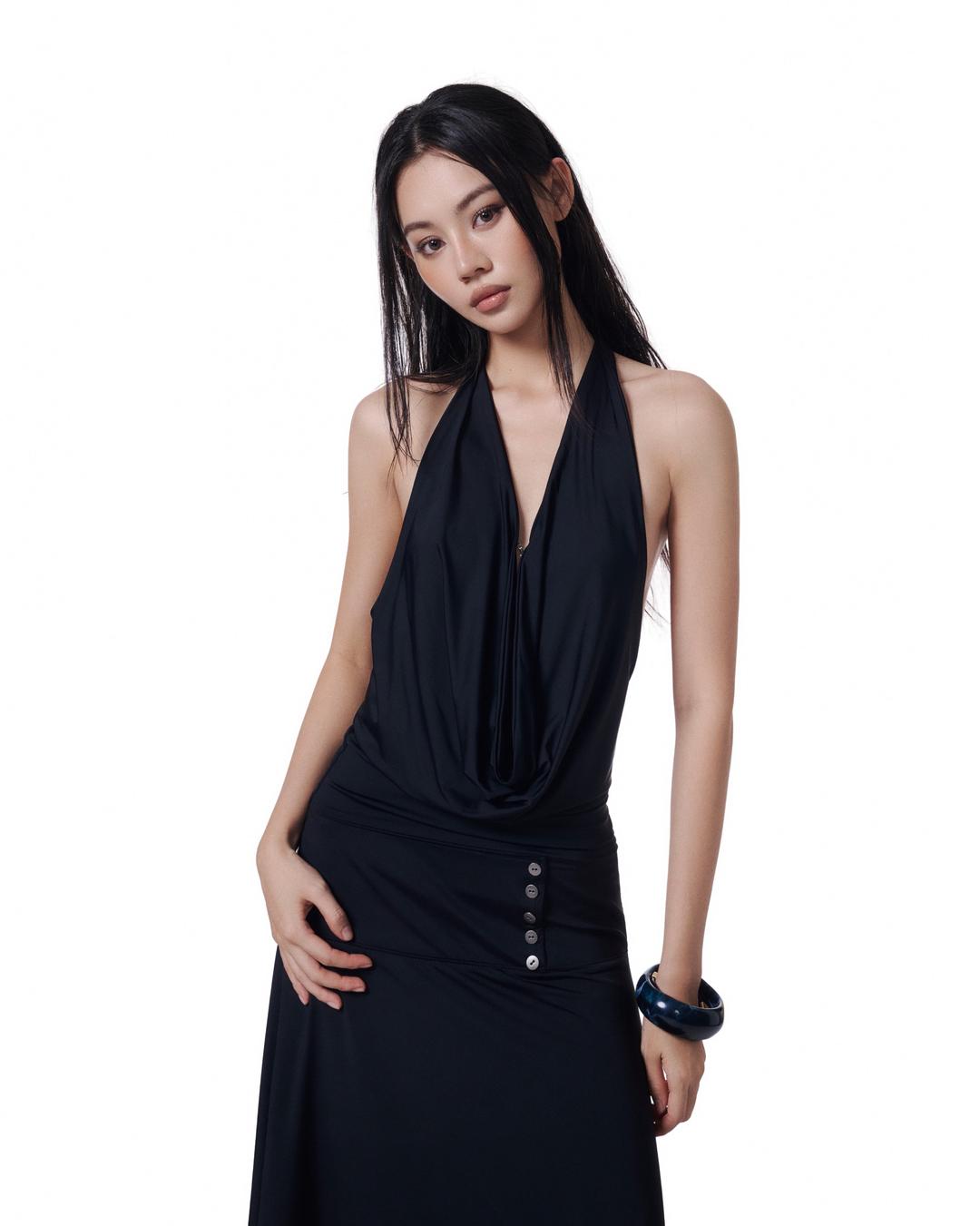 Black Halter Drape Top – Plop Apparels