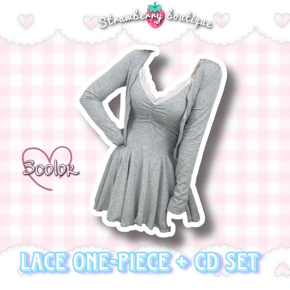 레이스 원피스 가디건 세트