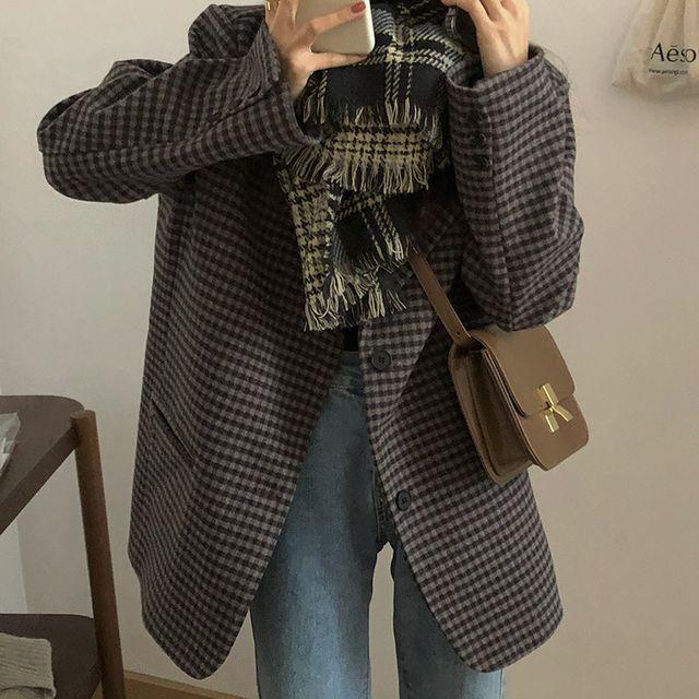 레트로 모직 가을/겨울 루즈핏 블레이저 자켓 jk 캐주얼룩/출근룩/결혼식 하객룩/촬영룩